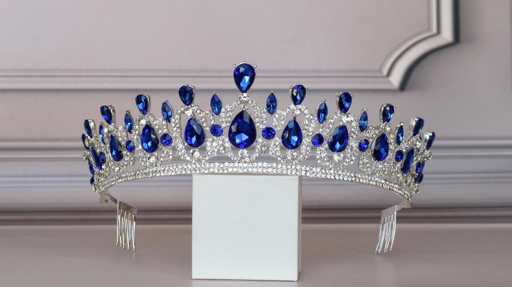 Blue Sapphire crown, Tiara for Blue Wedding,