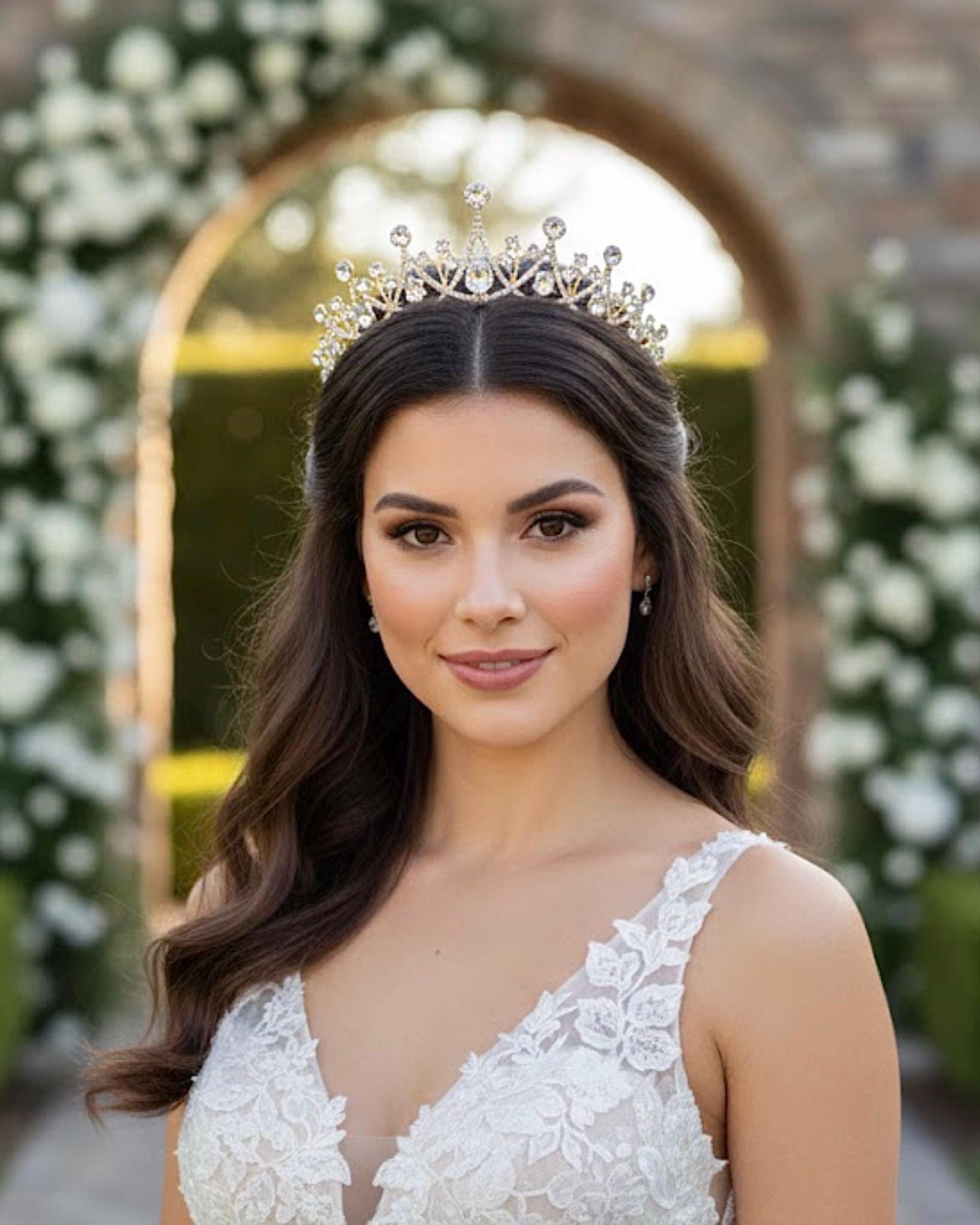Aurora Gold Tiara – Royal Bridal Crown