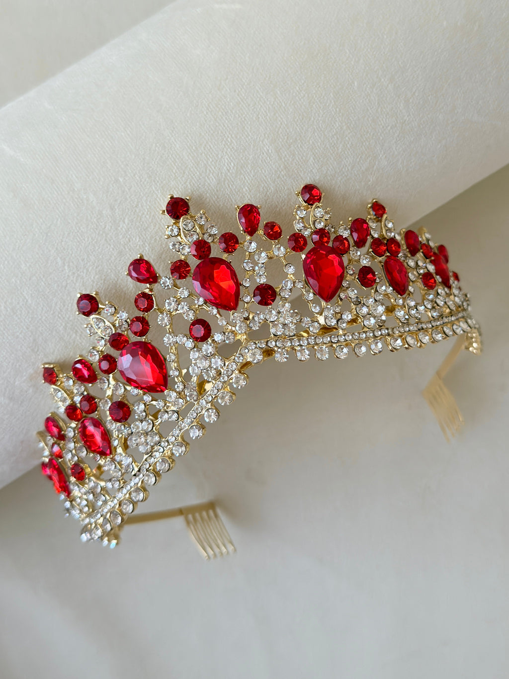 Red princess crown, Ruby quinceanera tiara