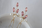Pink Opal Crystal Hair Pins: Wedding Hair Piece