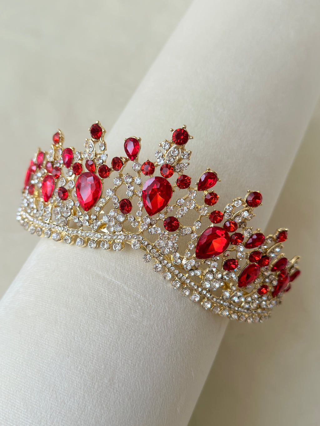 Red princess crown, Ruby quinceanera tiara