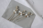 Pearl Crystal Wedding Hair Pins: Gold Bridal Hair Accessory, Set of 3