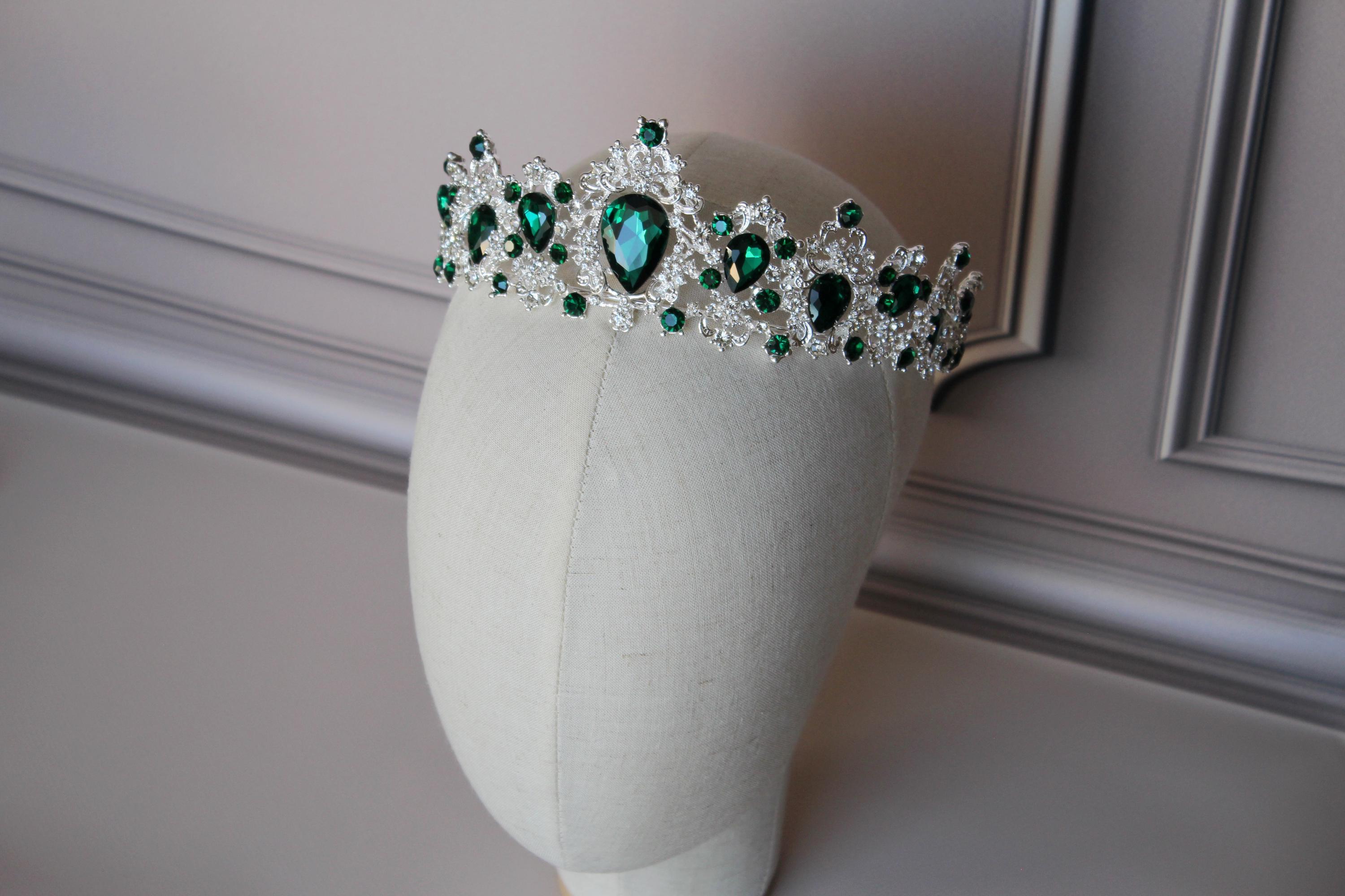 Emerald Green Rhinestone Tiara