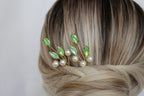 Green Opal Pearl Hair Pins: Bridal Wedding Hair Accessories