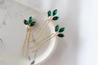 Emerald Green Pearl Hair Pins, Set of 3 Elegant Wedding Hair Accessories
