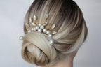 Pearl Wedding Hair Pins: Gold Bridal Crystal Hair Piece Set