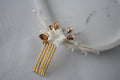 Gold Flower Wedding Hair Comb: Rhinestone Pearl Bridal Hairpiece