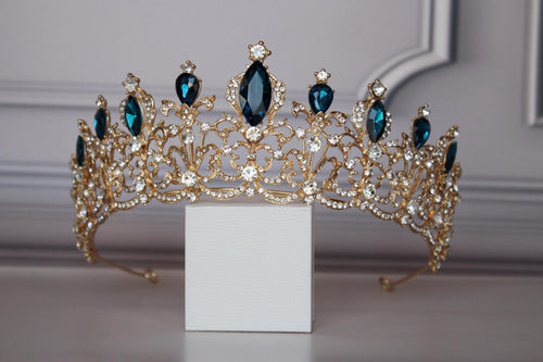 Aquamarine tiara, Blue crown, ELSA Bridal tiara