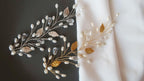 Silver Leaf Hair Vine, Pearl Wedding Hairpiece, Gold Bridal Headband, Rose Gold Hair Piece, Wedding Hair Accessory, Rhinestone Hair vine