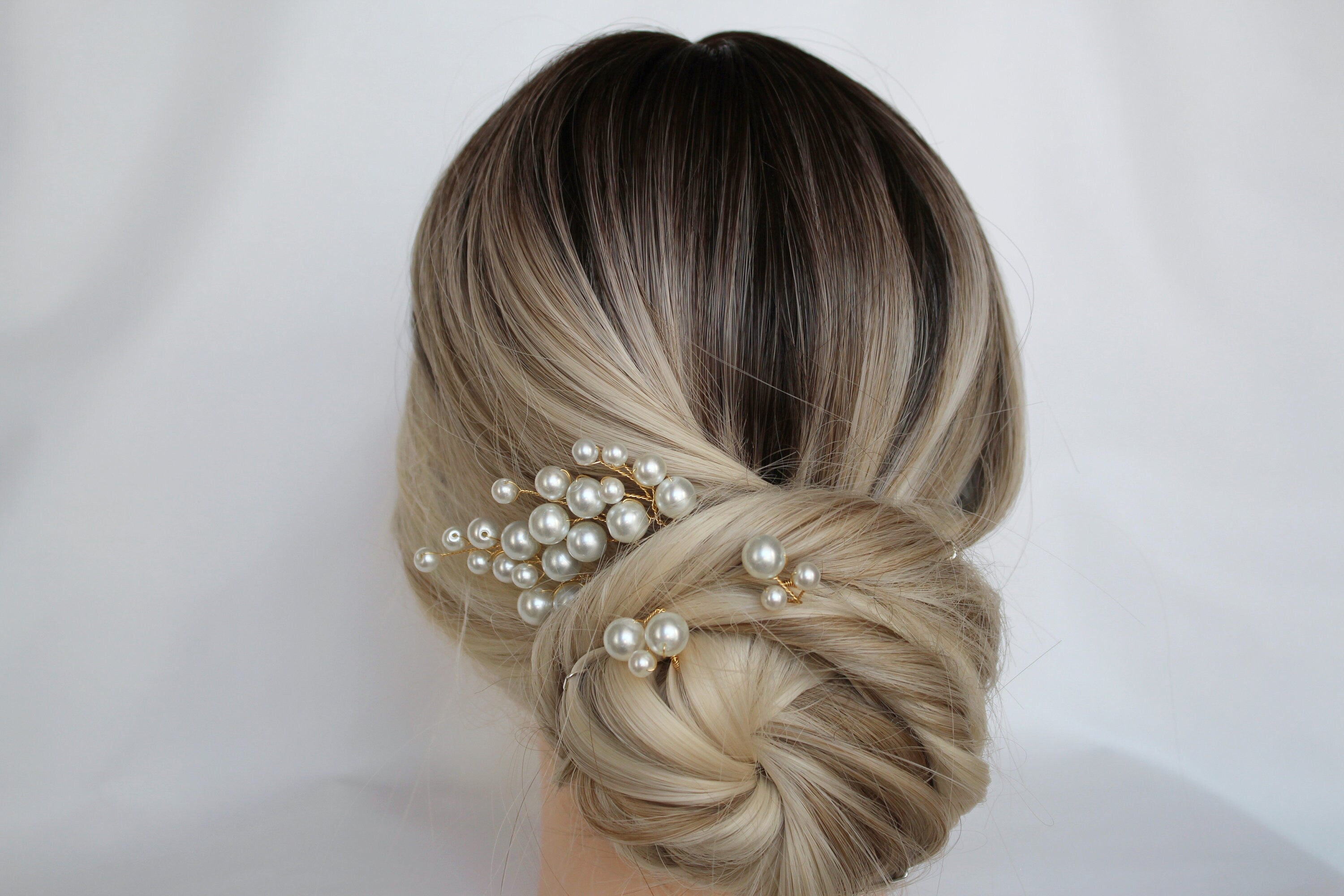 Gold Pearl Hair Pins: Bridal Wedding Hair Accessory