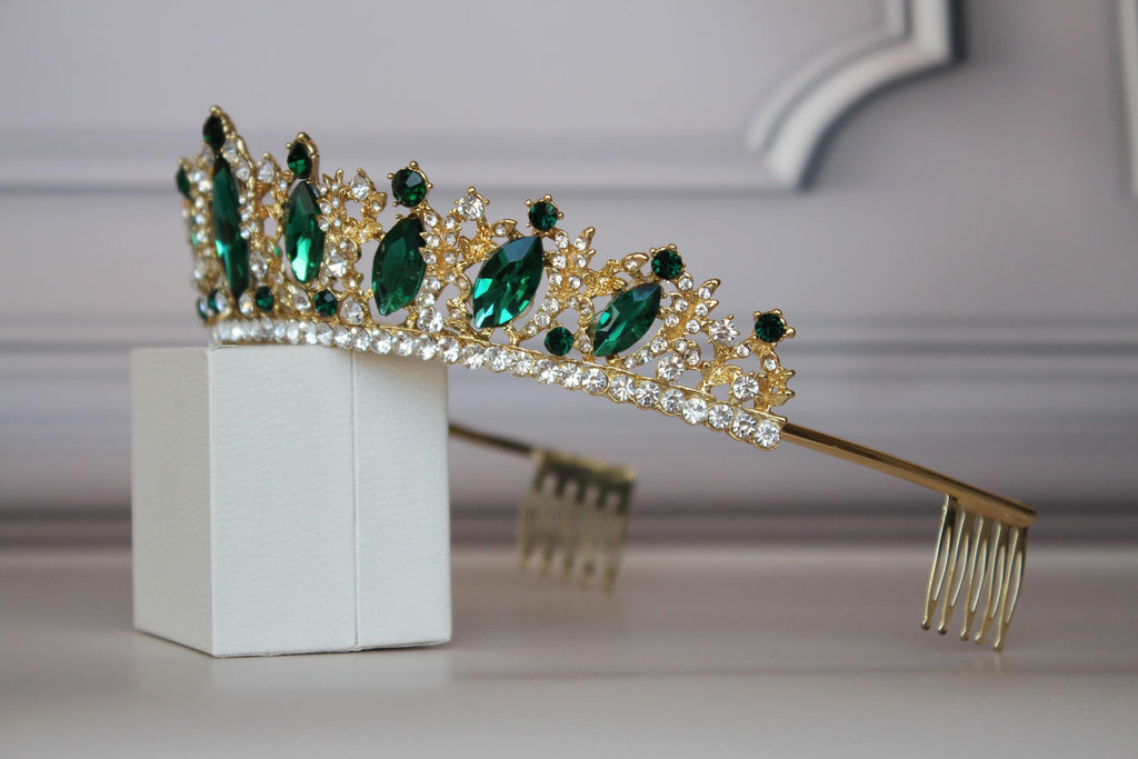 Emerald Green tiara, Prom tiara, Green headband