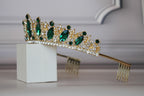 Emerald Green tiara, Prom tiara, Green headband