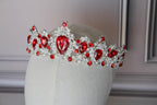 Royal Silver Wedding Crown with Red Crystals