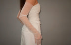 Crystal Long bridal gloves, White tulle gloves