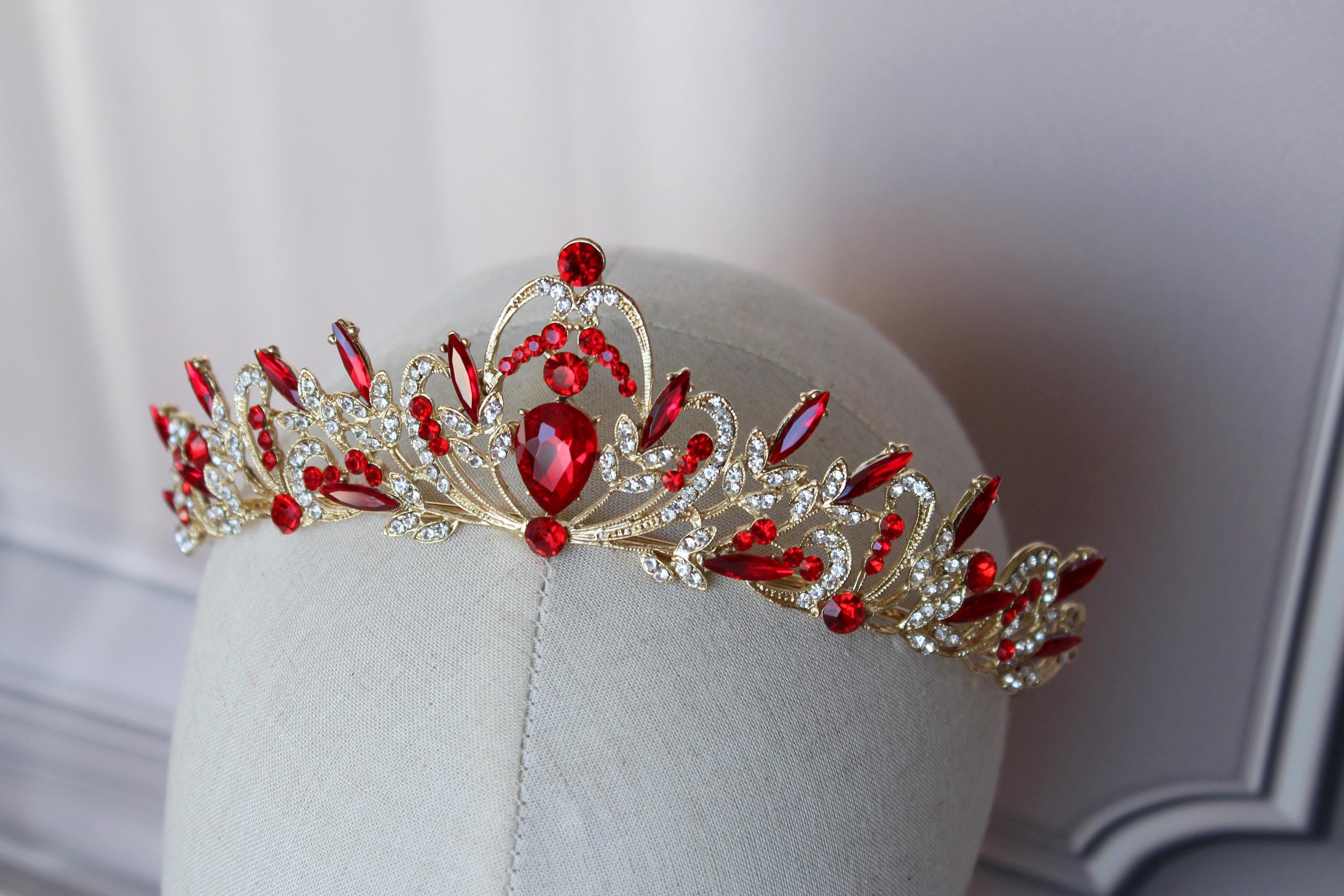 Red Gold Tiara for Girls – Ballet Dance Headpiece