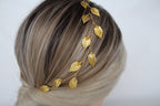 Gold Leaf Wedding Hair Vine: Bridal Headband, First Communion Wreath