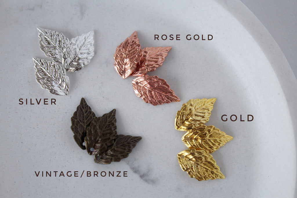 Gold Leaf Pearl Hair Pins: Bridal Rhinestone Hair Piece
