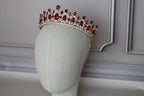 Red tiara-headpiece, Gold Quinceañera crown