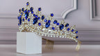 Sapphire Blue gold crown, Quinceanera tiara