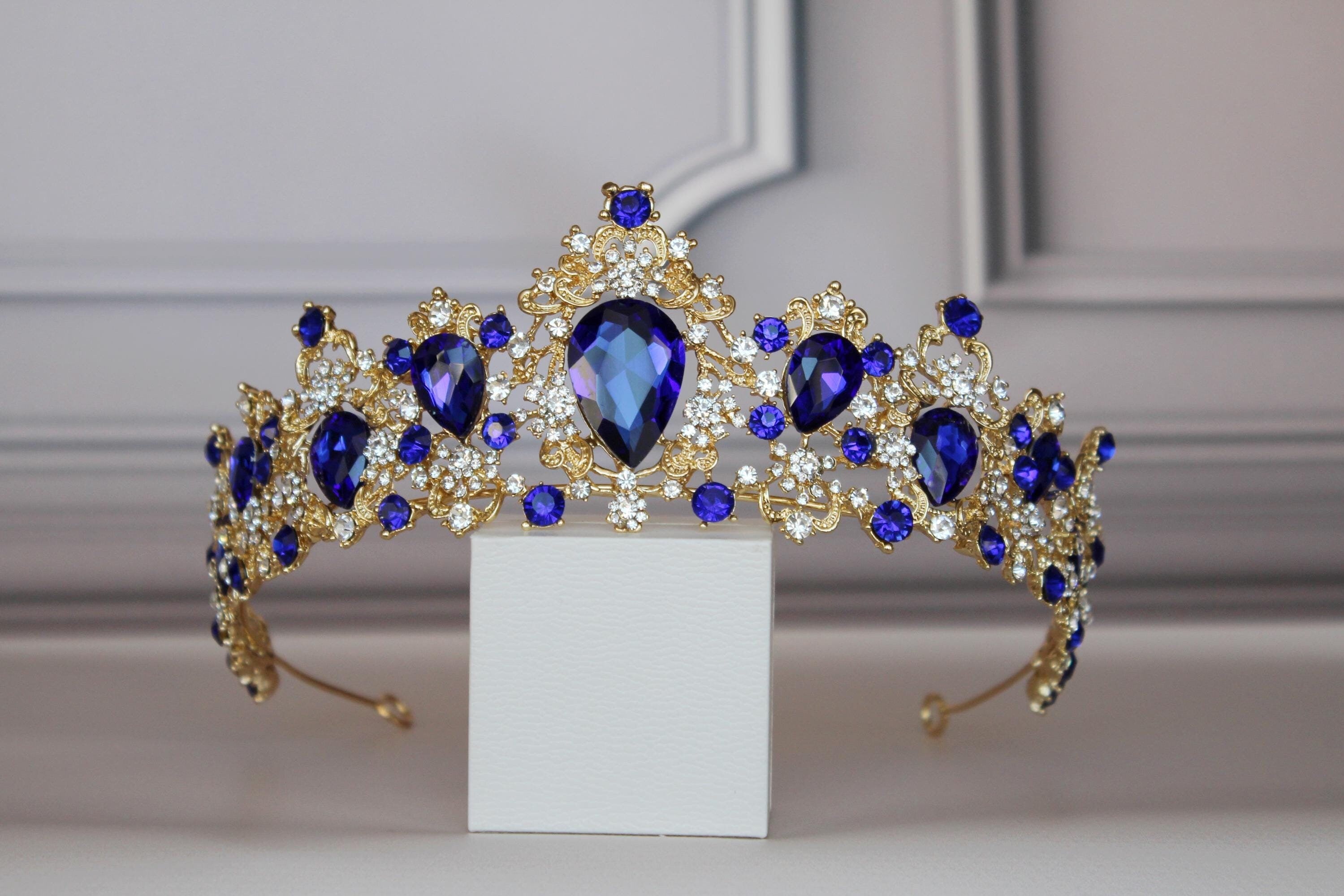 Sapphire Blue tiara, Navy blue Hair Accessory