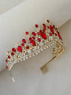 Red princess crown, Ruby quinceanera tiara