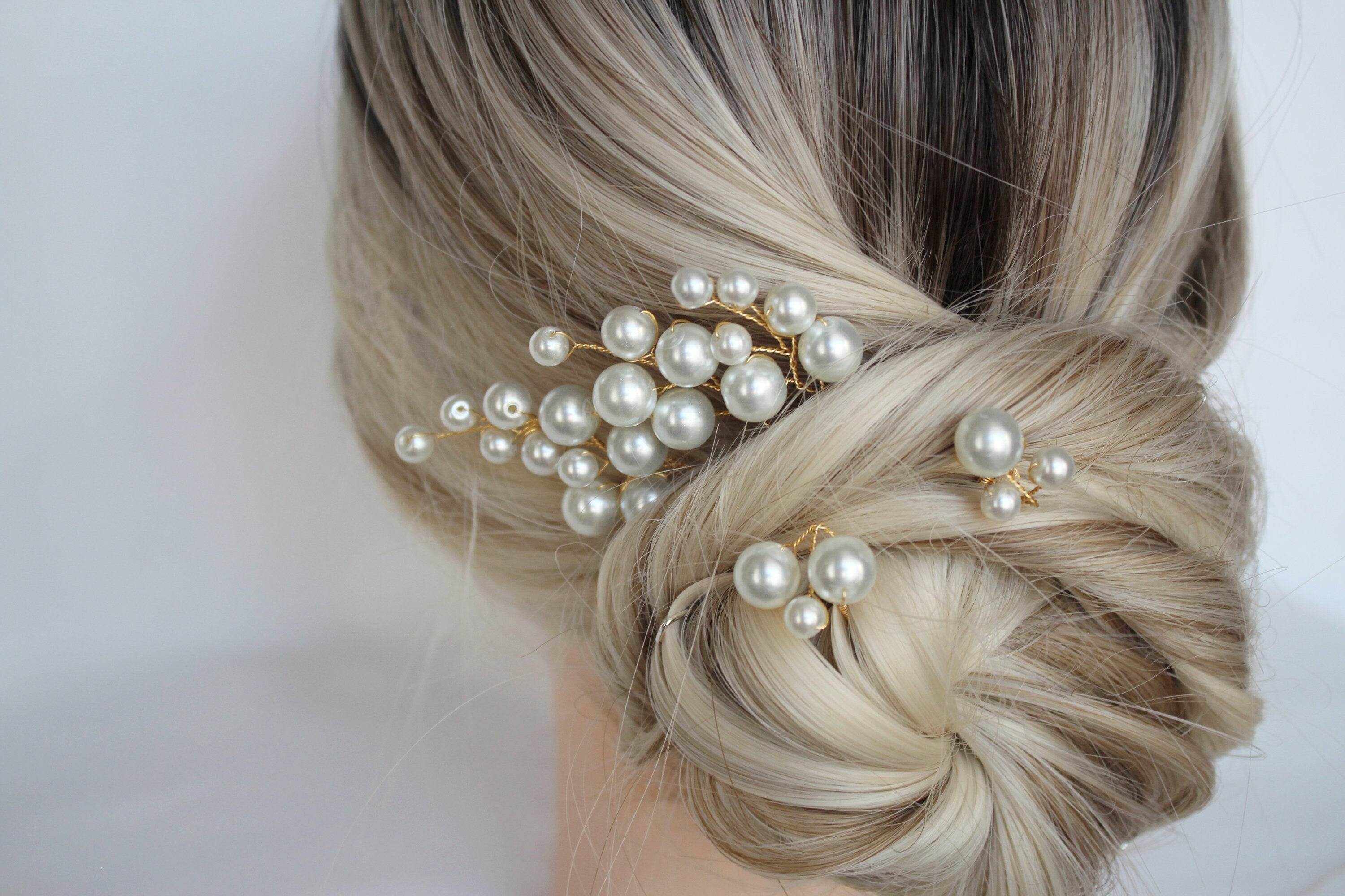 Gold Pearl Hair Pins: Bridal Wedding Hair Accessory