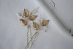 Gold Leaf Wedding Hair Pins: Crystal Bridal Hair Accessory Set