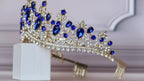 Sapphire Blue gold crown, Quinceanera tiara