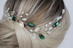 Emerald Bridal Hair Vine: Green Wedding Headpiece