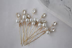 Pearl Wedding Hair Pins: Gold Bridal Crystal Hair Piece Set