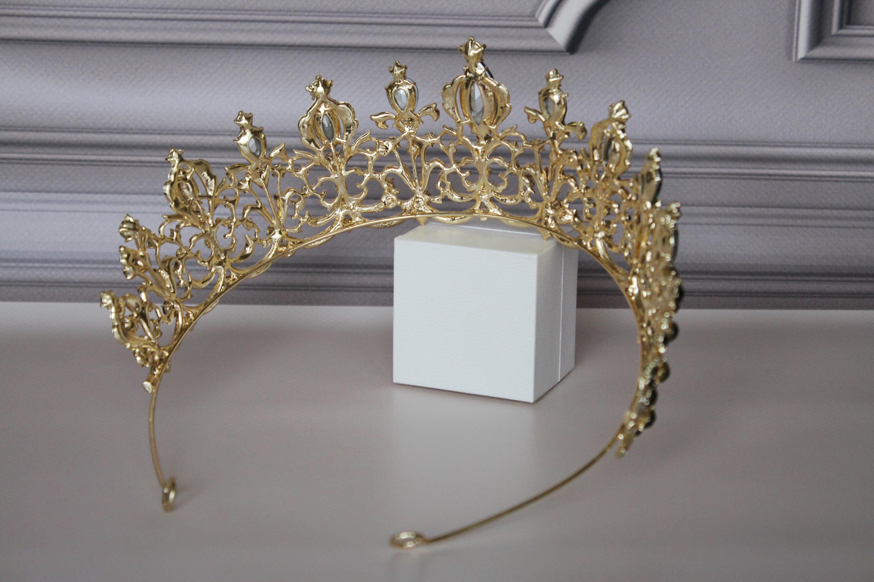 Green and Gold Bridal Tiara, Emerald Wedding Headpiece