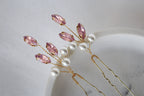 Pink Opal Crystal Hair Pins: Wedding Hair Piece