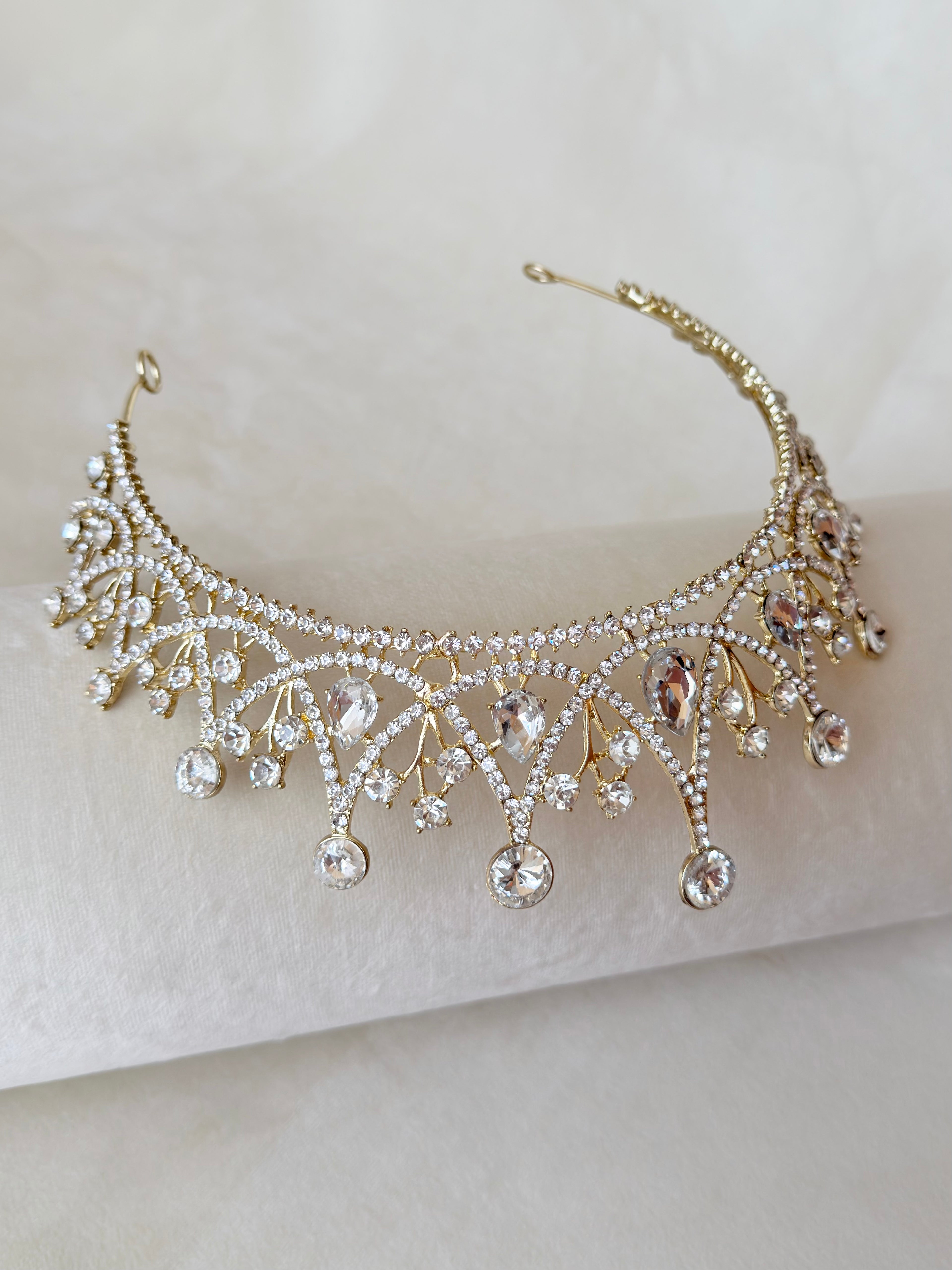 Aurora Gold Tiara – Royal Bridal Crown