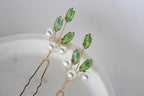 Green Opal Pearl Hair Pins: Bridal Wedding Hair Accessories