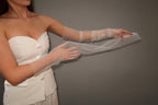 Minimalist Fingerless Gloves, Long Bridal Gloves