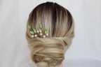 Green Opal Pearl Hair Pins: Bridal Wedding Hair Accessories