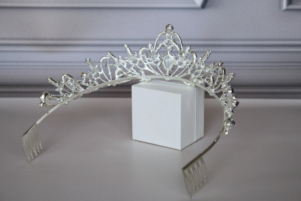 Sapphire Royal Tiara, Silver and Blue Crown for child