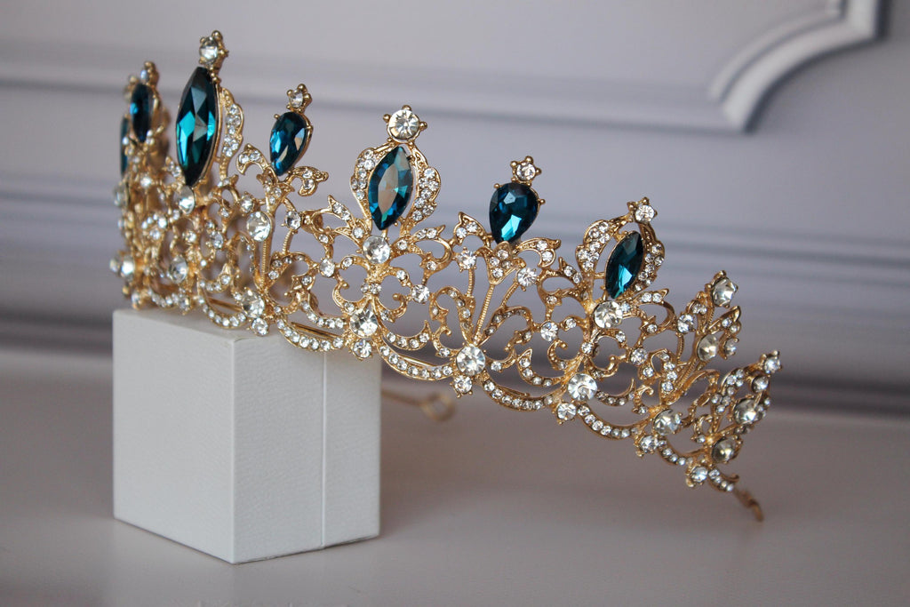 Aquamarine tiara, Blue crown, ELSA Bridal tiara