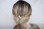 Rose Gold Bridal Hair Comb: Quartz Crystal Headpiece