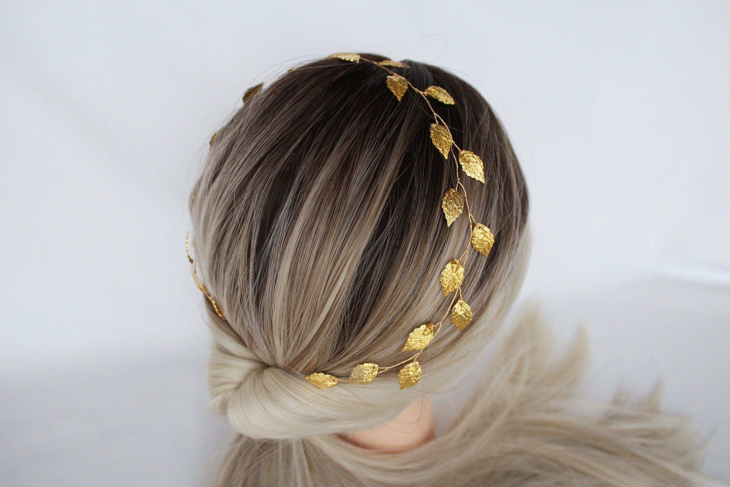 Gold Leaf Wedding Hair Vine: Bridal Headband, First Communion Wreath