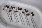 Vintage Pearl Hair Pins: Bronze Leaf Bridal Hair Accessory