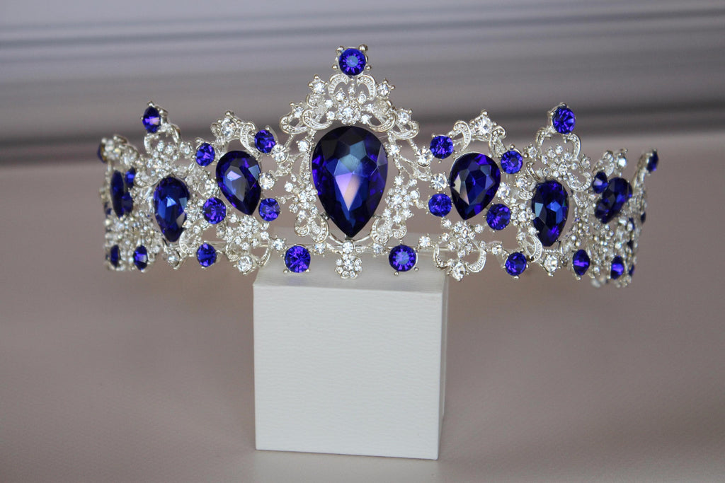 Sapphire Blue tiara Royal crown, Blue princess tiara