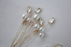 Pearl Wedding Hair Pins: Gold Bridal Crystal Hair Piece Set