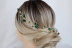 Emerald Hair Vine: Green Pearl Bridal Headpiece