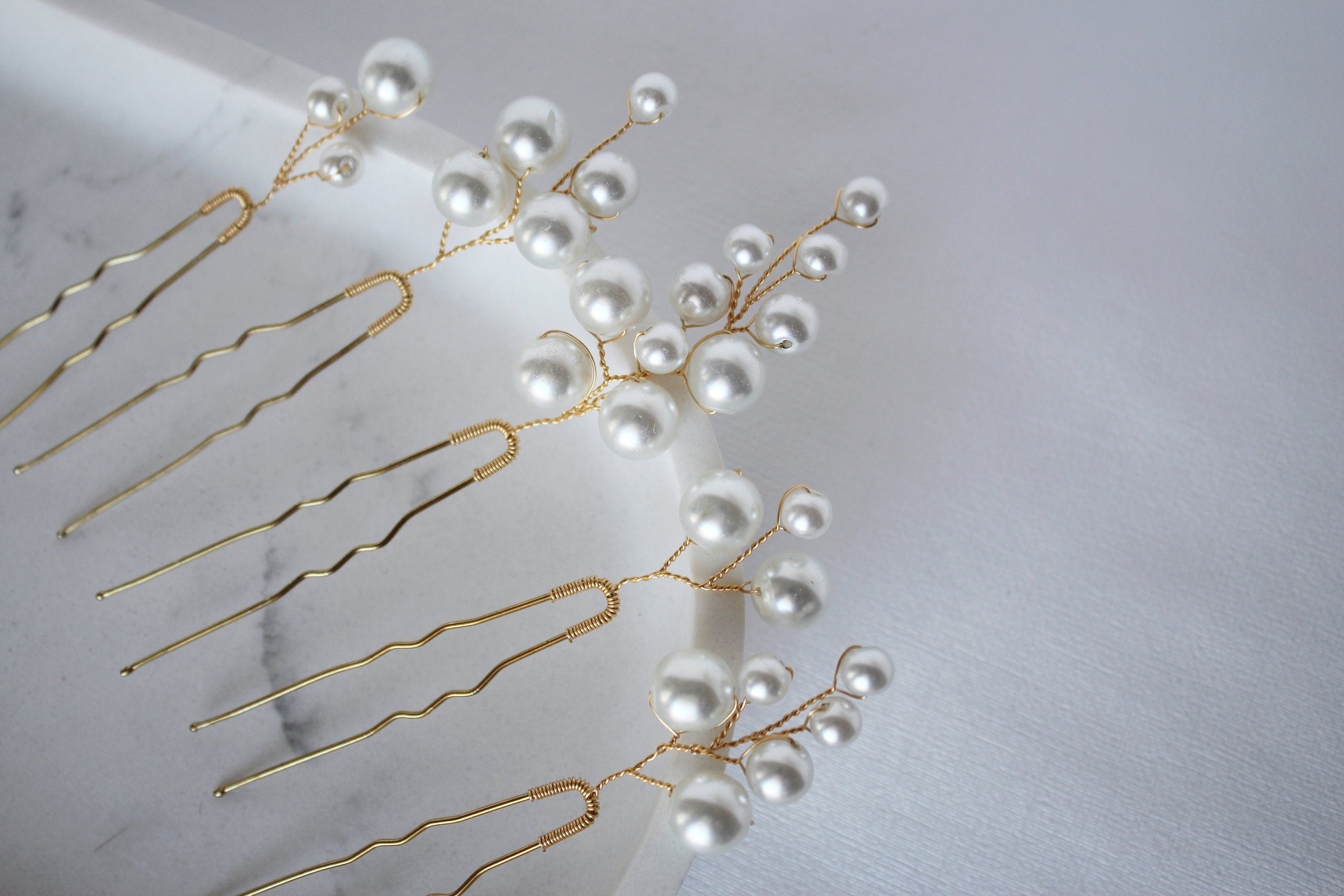 Gold Pearl Hair Pins: Bridal Wedding Hair Accessory