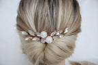 Rose Gold Bridal Hair Comb: Quartz Crystal Headpiece
