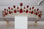 Red tiara-headpiece, Gold Quinceañera crown