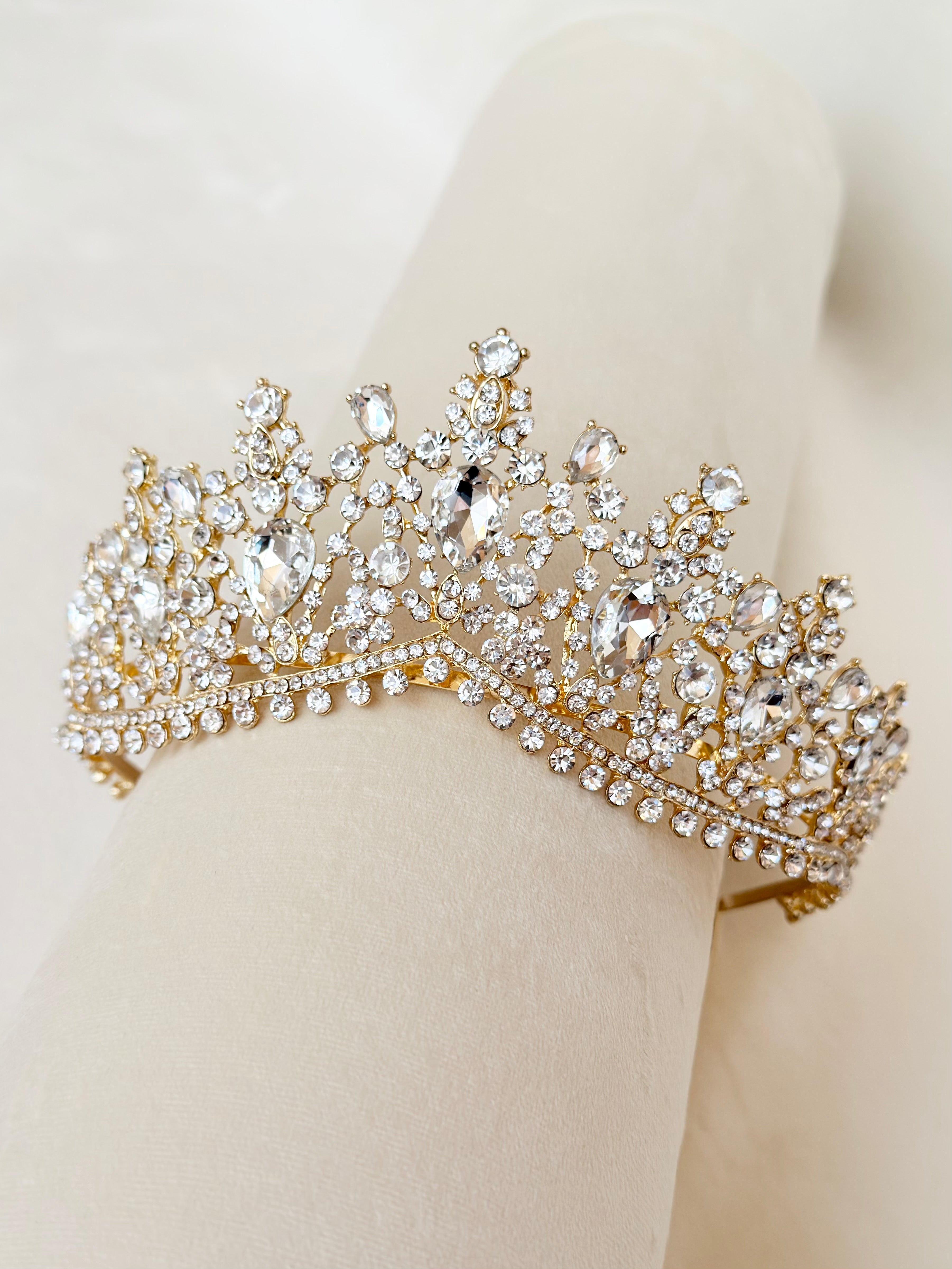 Crystal tiara for bride, Queen crown
