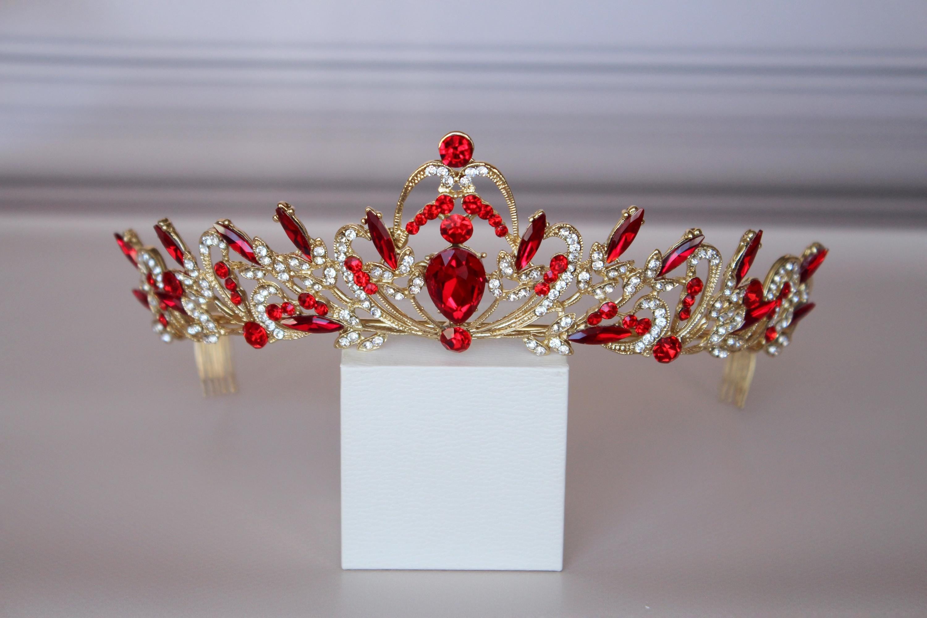 Red Gold Tiara for Girls – Ballet Dance Headpiece
