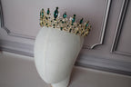 Green and Gold Bridal Tiara, Emerald Wedding Headpiece